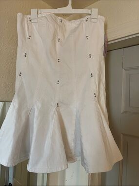 Target White strapless mini dress Jean fabric with Stud Detail large
